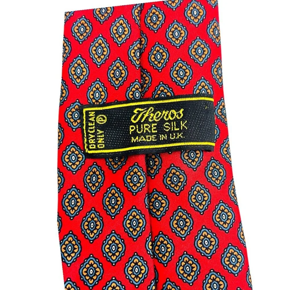 Theros 100% Silk Men's Tie Red and Blue